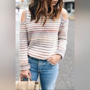 Rebecca Minkoff - XS - Striped Cold Shoulder Sweater - EUC